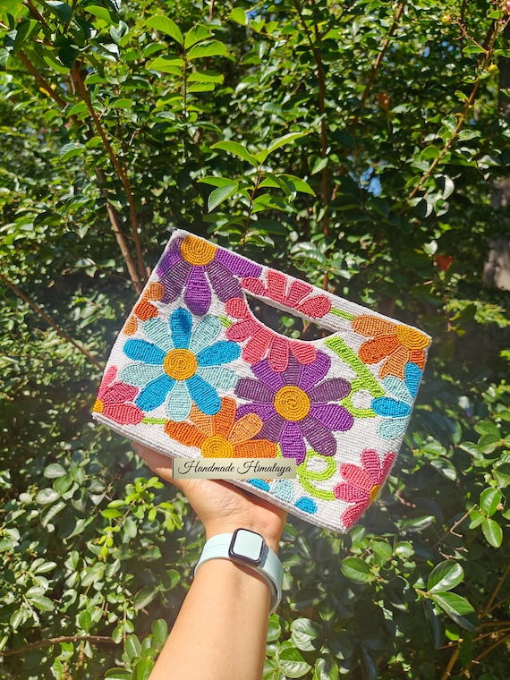 Colorful Floral Beaded Bag | Bridal Wedding Clutch Purse