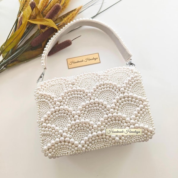 Perle Brautbeutel | Ausgebogten Ivory Tasche Hochzeit