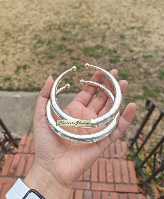 Silver Brass Anklets Set, Thick Boho Anklet Bracelet, Tribal Ethnic Anklet, Kada Foot Jewelry, Festival Beach Jewelry