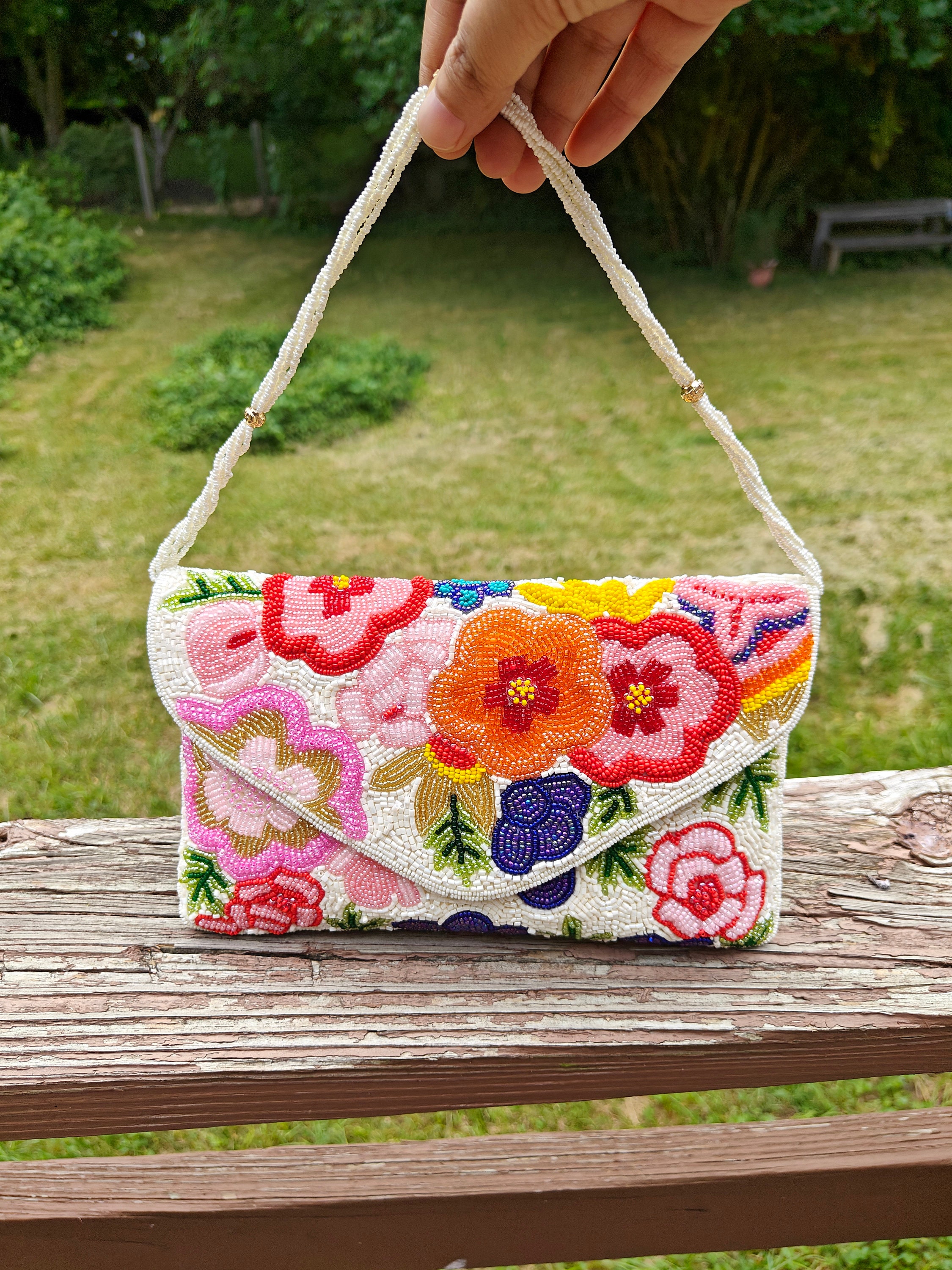 White Beaded Clutch, 3D Floral Beaded Bag, Crossbody Handbag, Seedbeaded Shoulder Purse, Party Evening Clutch Bag, Gift for Her, Flower Bag - Etsy White Beaded Clutch, 3D Floral Beaded Bag, Crossbody Handbag, Seedbeaded Shoulder Purse, Party Evening Clutch Bag, Gift for Her, Flower Bag - Etsy