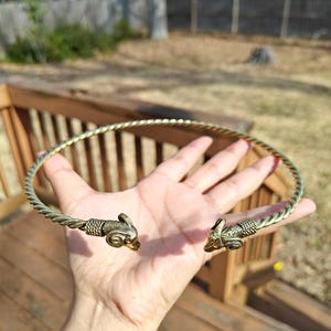 Gold Brass Goat Choker | Open End Twisted Banjara Hasli | Zodiac Horned Aries Tribal Necklace