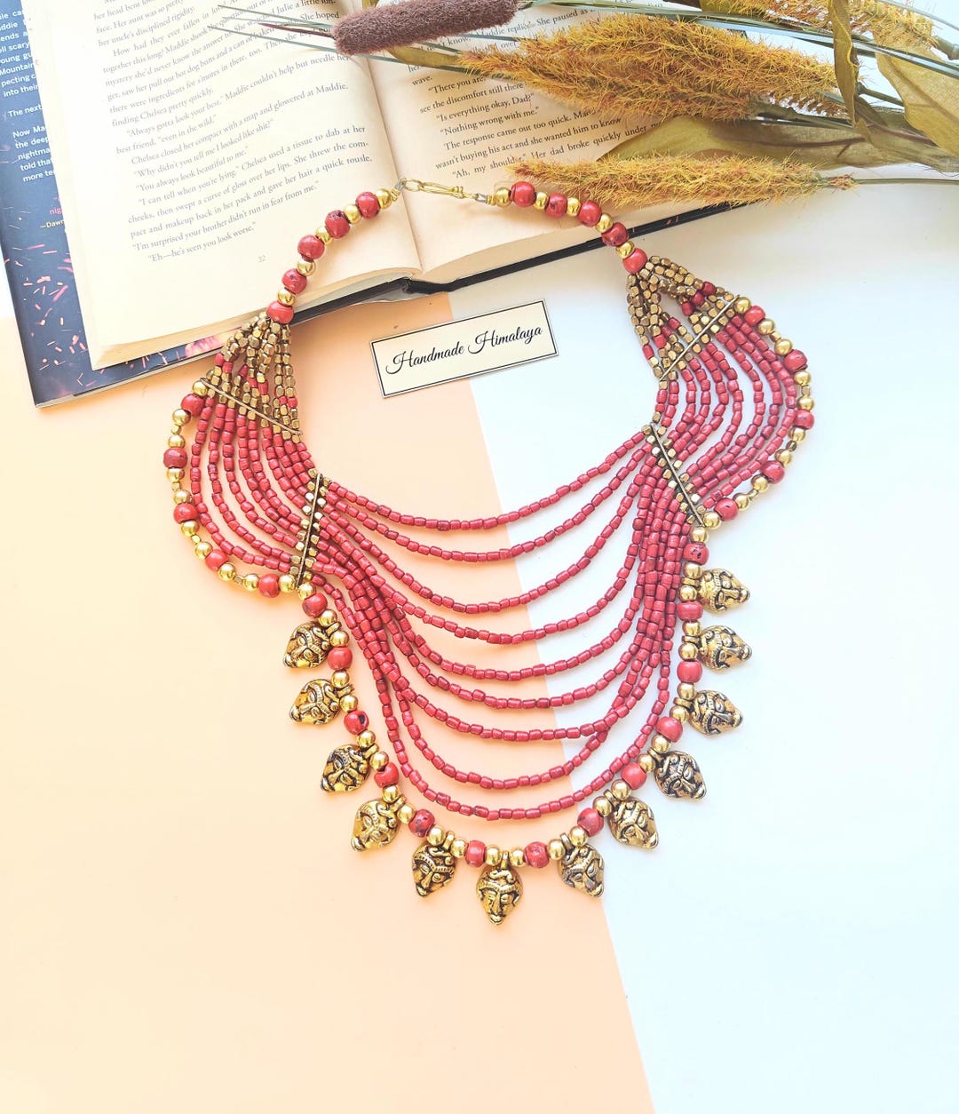 Fiery Red Tribal Necklace main image 0