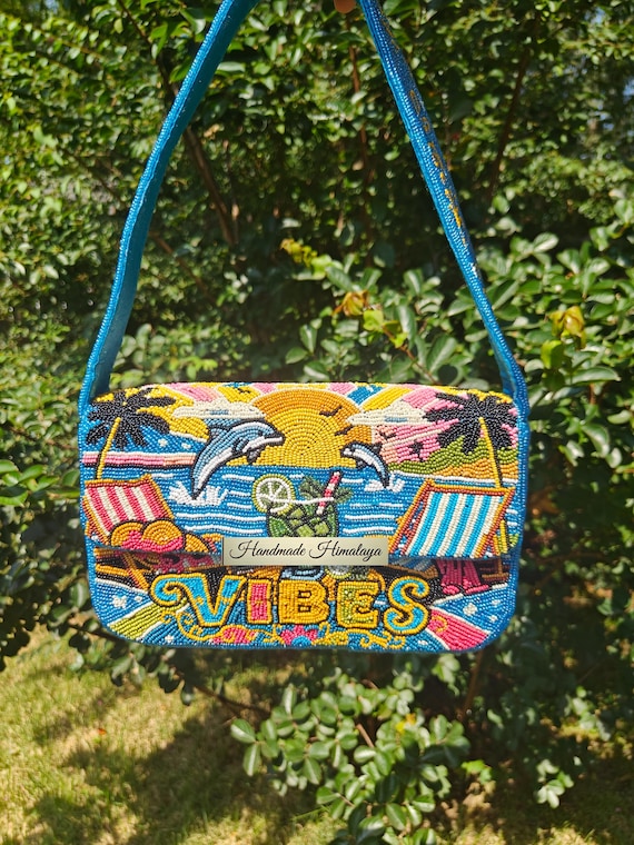 Tropical Beaded Bag | Beach Vacation Dolphin Shoulder Purse
