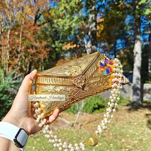 Gold  Brass Clutch Purse | Indian Wedding Bridal Metal Bag