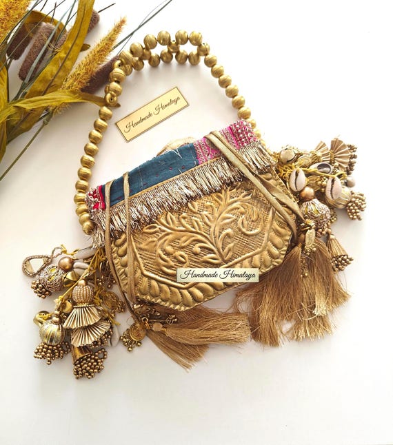 Gold Brass Potli Bag | Indian Bridal Wedding Purse