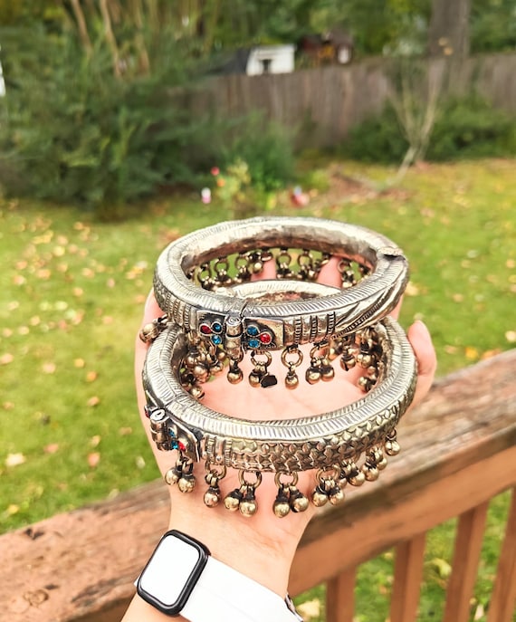 Vintage Kuchi Anklets: Afghan Tribal Ghungroo Belly Dance Jewelry