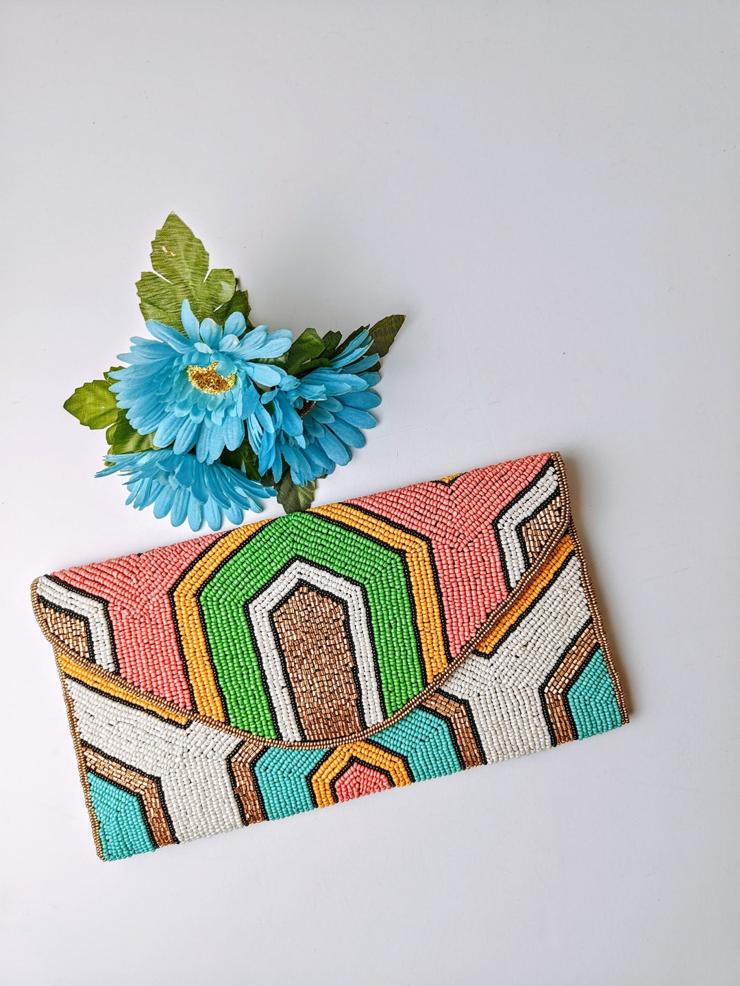 Double Side Beaded Clutch Purse Beaded Clutch Beaded Purse Etsy