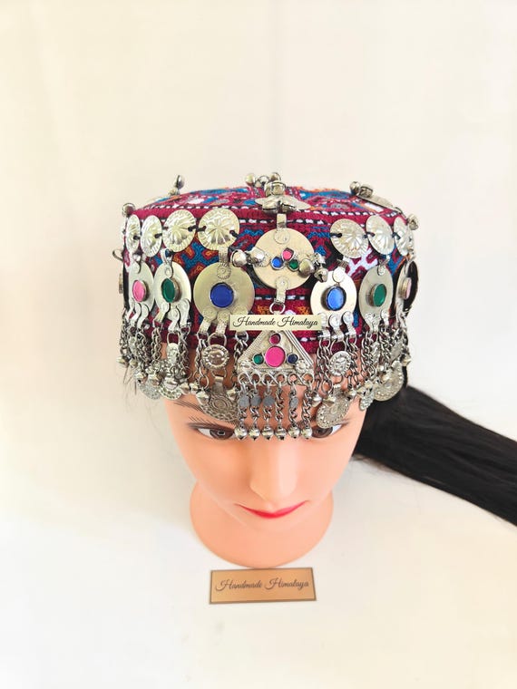 Embroidered Afghan Halima Sultan Cap: Traditional Belly Dance Hat