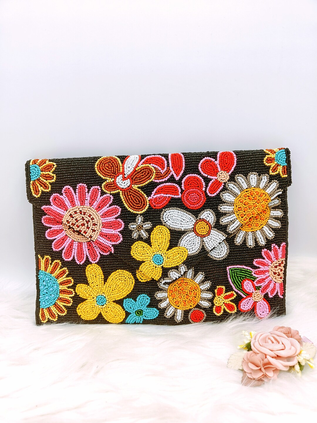 Floral Beaded Purse Beaded Clutch Purse Beaded Bag Party - Etsy