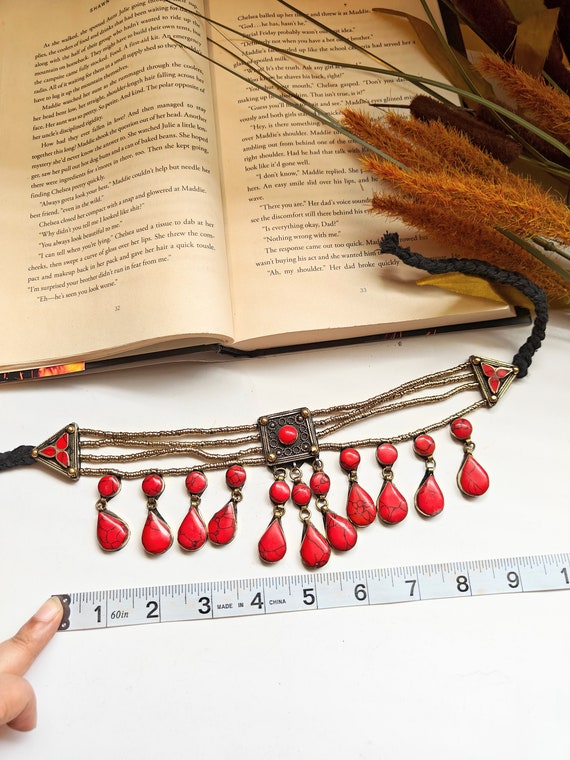 Afghan Jewelry, Afghan Choker Necklace, Boho Neck… - image 9