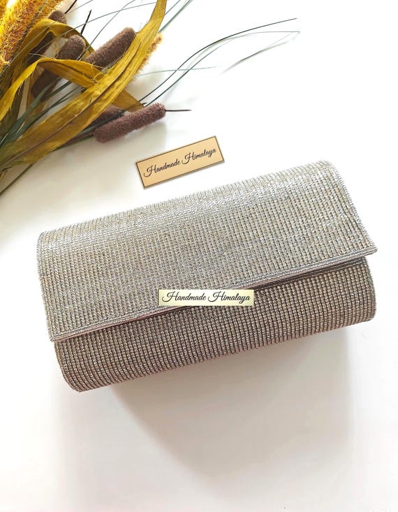 Silver Crystal Evening Clutch | Bridal Wedding Purse