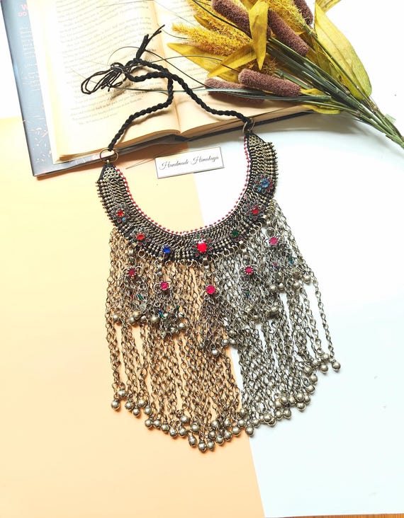 Waziri Kuchi Necklace, Vintage Tribal Jewelry, Antique Afghan Statement Choker, Ethnic Boho Necklace, Festival Belly Dancer Jewelry