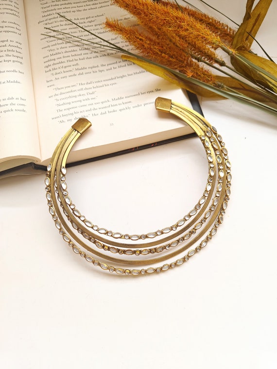 Golden Brass Choker, Statement Choker, Gypsy Jewelry, Boho Jewelry, Tribal Necklace, Ethnic Necklace, Hasli Necklace, Collar Torc Necklace