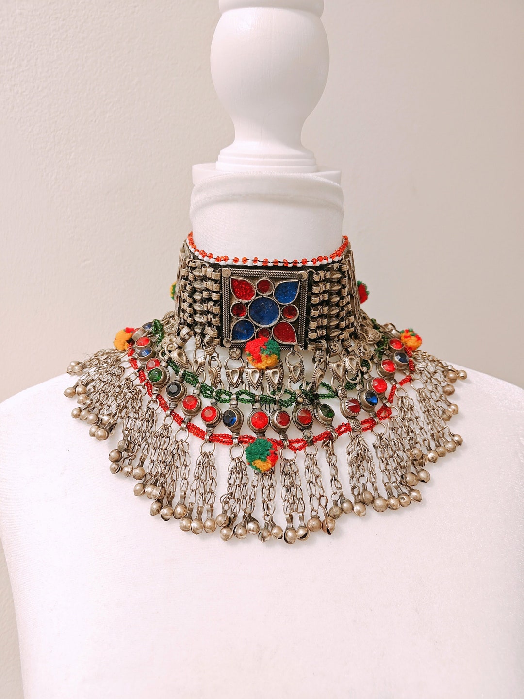 Vintage Afghan Jewelry Kuchi Jewelry Afghan Huge Necklcae Etsy