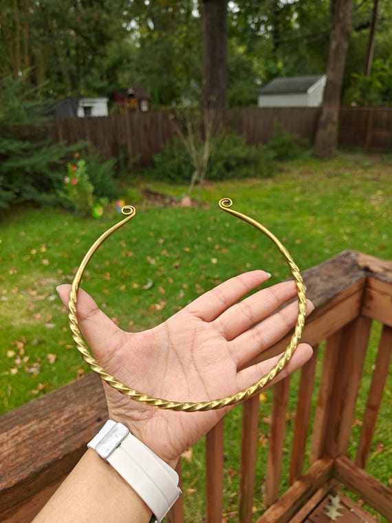 Golden Brass Choker, Twisted Brass Necklace, Open Torc Choker, Gypsy Jewelry, Boho Jewelry, Tribal Brass, Ethnic Necklace