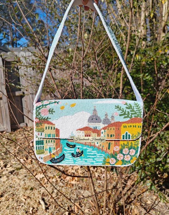 Venice Beaded Bag: Italy Summer Bead Shoulder Handbag Vacation Purse