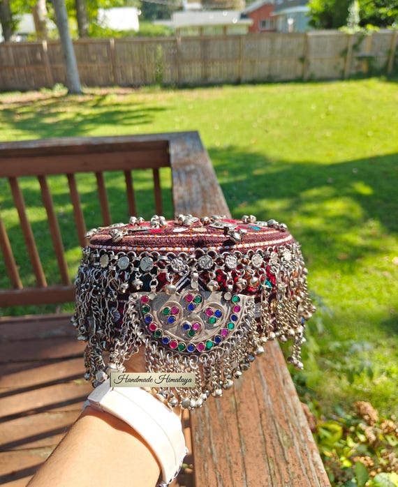 Afghan Mathapati Cap: Halima Sultan Cap, Afghan Women Head Jewelry, Afghani Head Piece, Traditional Kuchi Hat