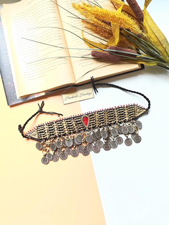 Vintage Afghan Coin Necklace Tribal Ethnic Gypsy Kuchi Antique Jewelry for BellyDancers