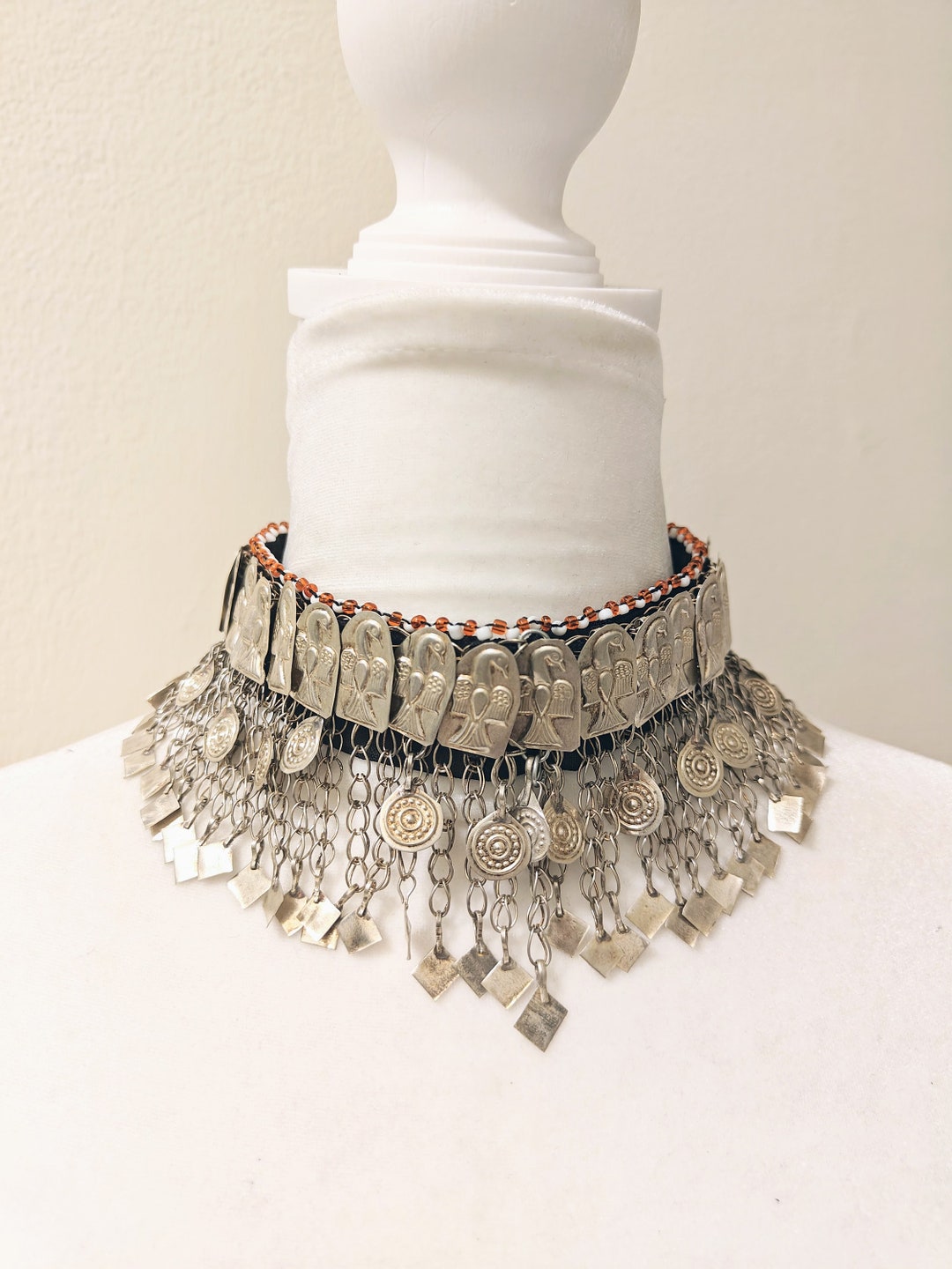 Afghan Jewelry, Afghan Choker, Afghan Silver Color Choker, Boho