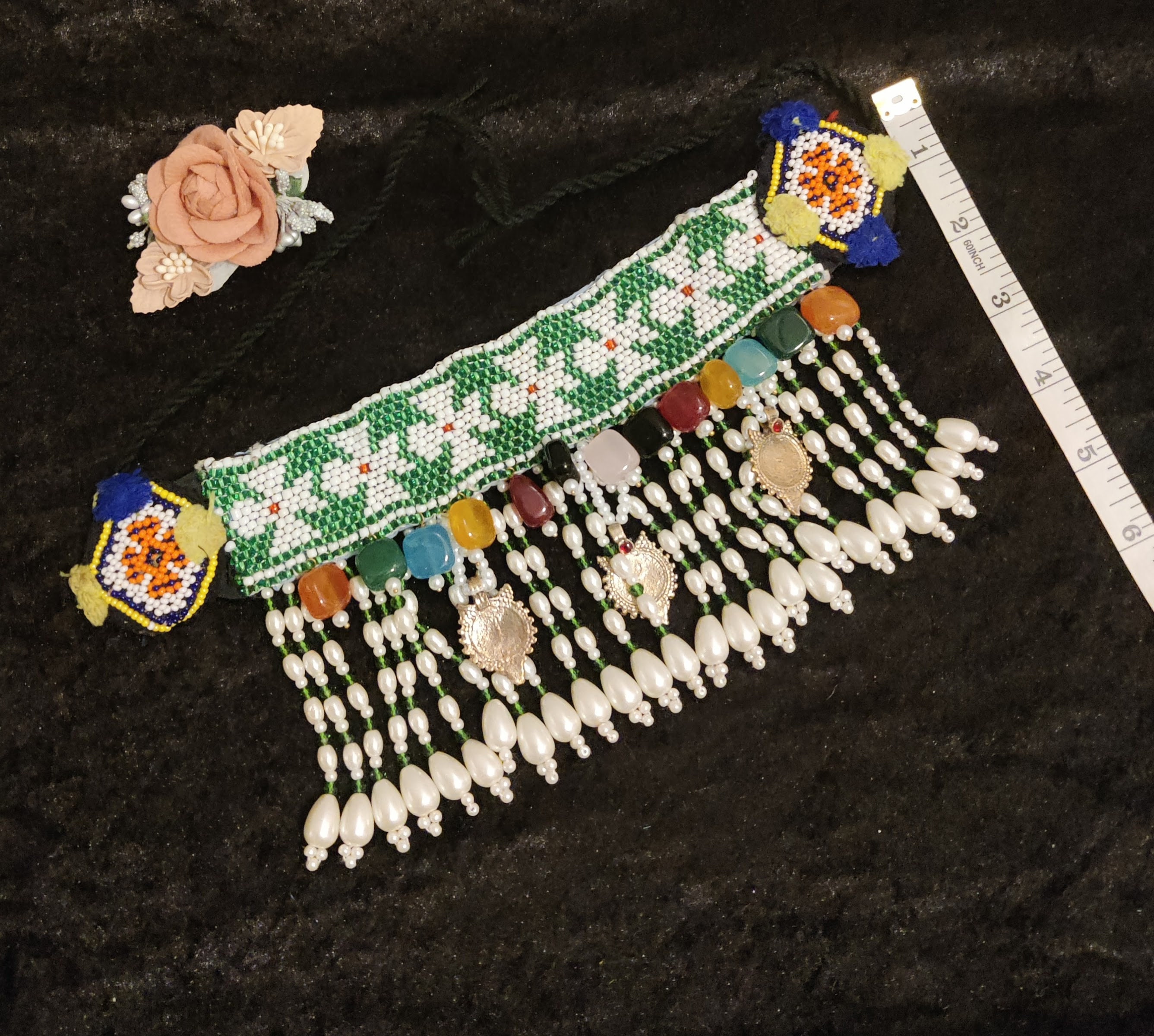 Vintage Afghan Beaded Choker White Beaded Choker Afghani Etsy