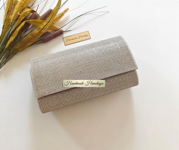 Silver Crystal Evening Clutch | Rhinestone Formal Purse | Bridal Wedding Bag