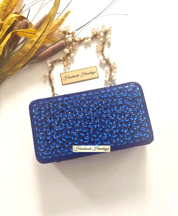 Royal Blue Evening Bag | Bridal Wedding Crystal Purse
