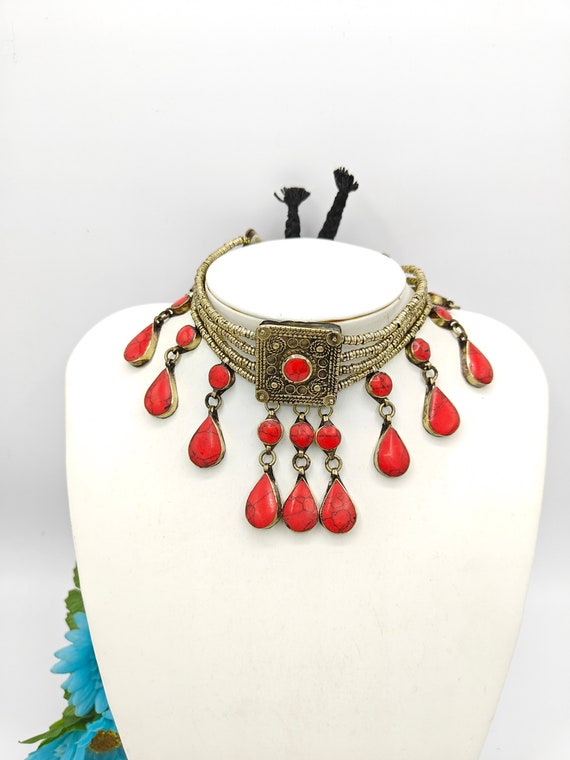 Afghan Jewelry, Afghan Choker Necklace, Boho Neck… - image 6