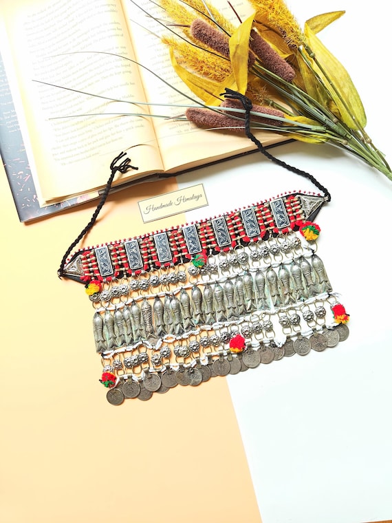 Vintage Afghan Fish Necklace, Tribal Kuchi Antique Jewelry Fish Choker