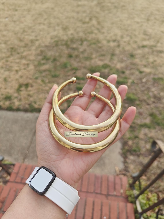 Gold Brass Anklets Set, Thick Boho Anklet Bracelet, Tribal Ethnic Anklet, Statement Foot Jewelry, Festival Beach Jewelry