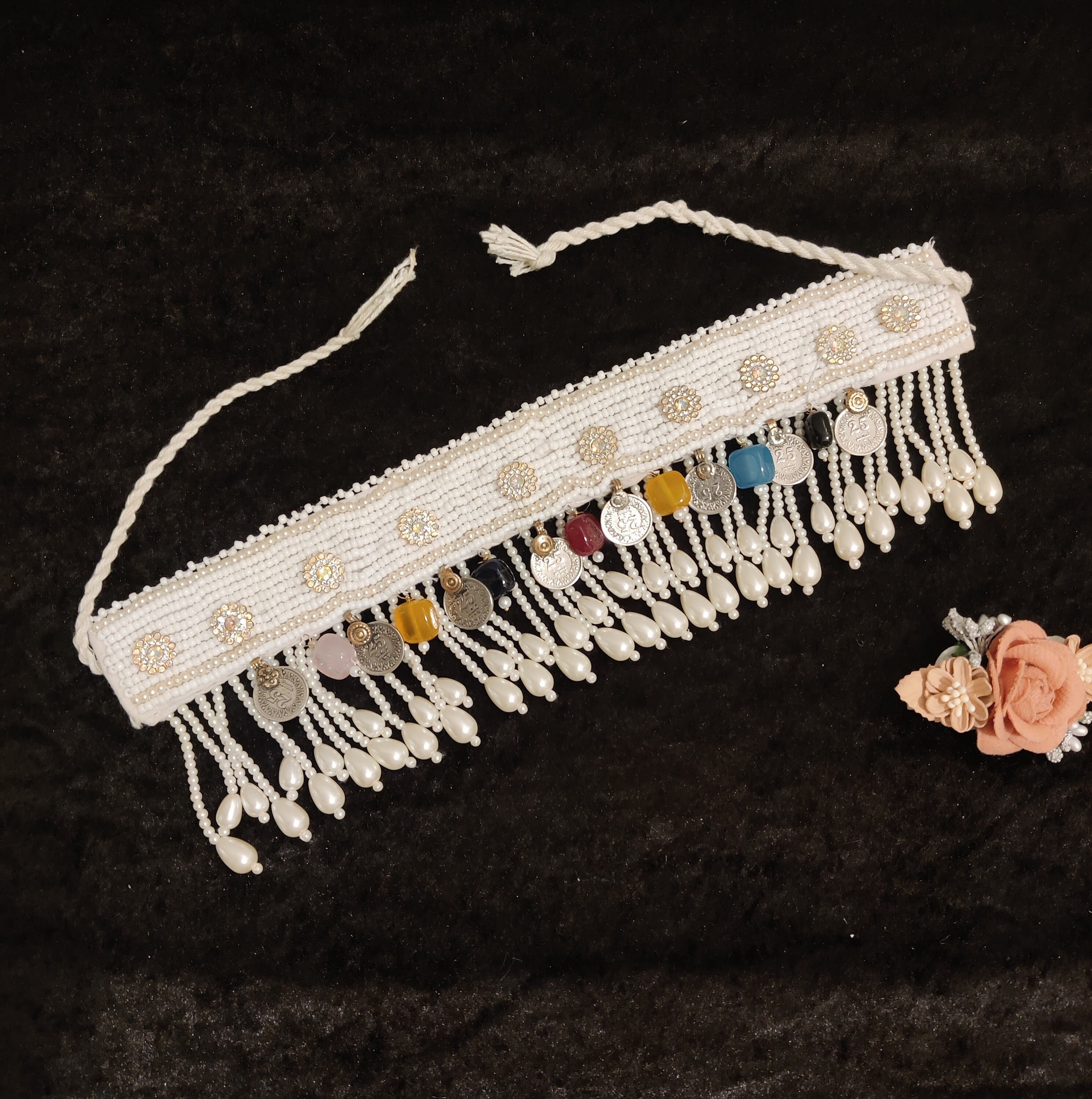 Vintage Afghan Beaded Choker White Beaded Choker Afghani Etsy