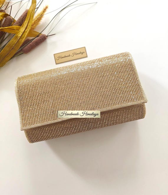 Gold Crystal Clutch | Wedding Party Evening Purse