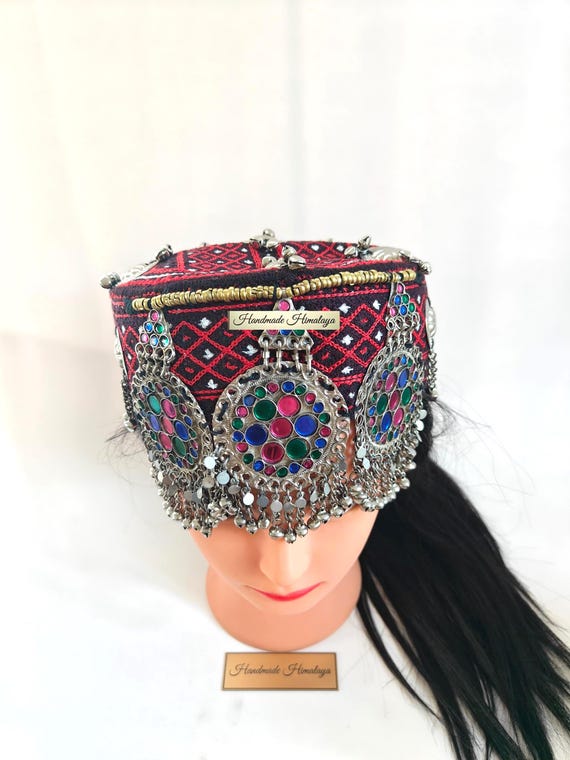 Vintage Afghan Kuchi Headdress | Embroidered Tribal Headpiece