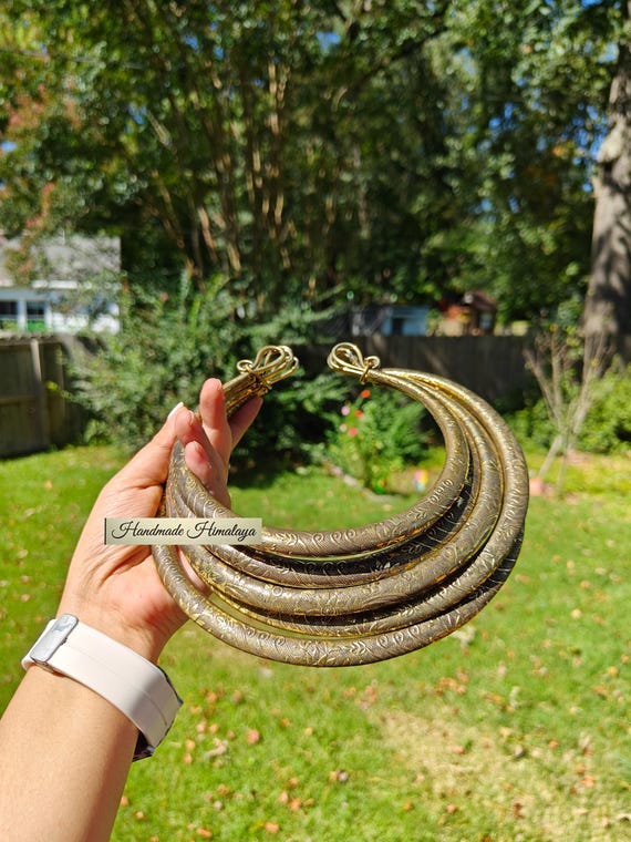 Handmade Brass Statement Choker: Multi-Layered Open Collar
