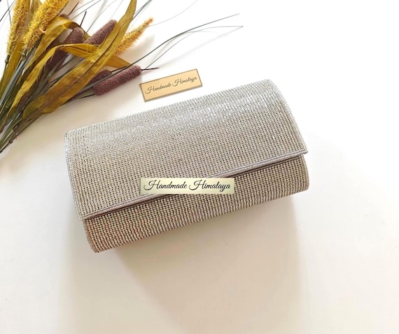 Silver Crystal Evening Clutch | Rhinestone Formal Purse | Bridal Wedding Bag
