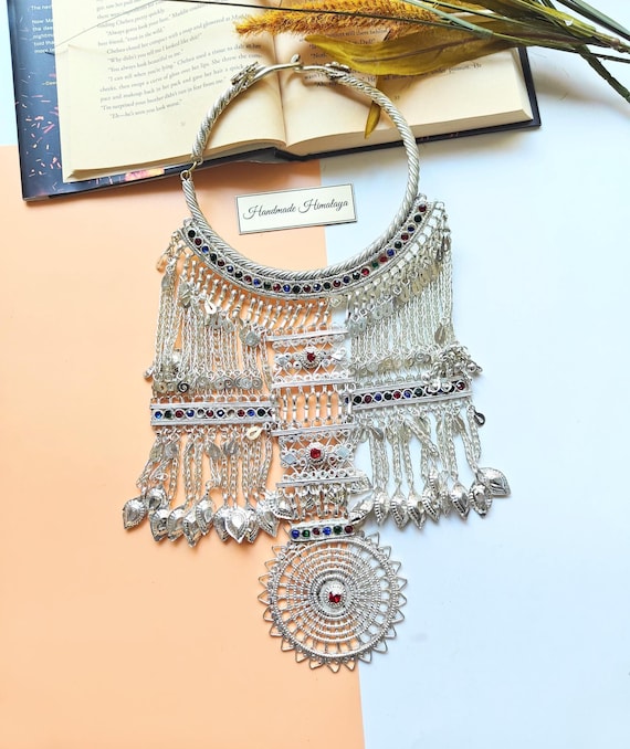 Vintage Torc Necklace, Silver Afghan Choker, Afghani Jewelry, Tribal Jewelry, Kuchi Necklace, Tribal Ethnic Necklace, Belly Dancer Jewelry
