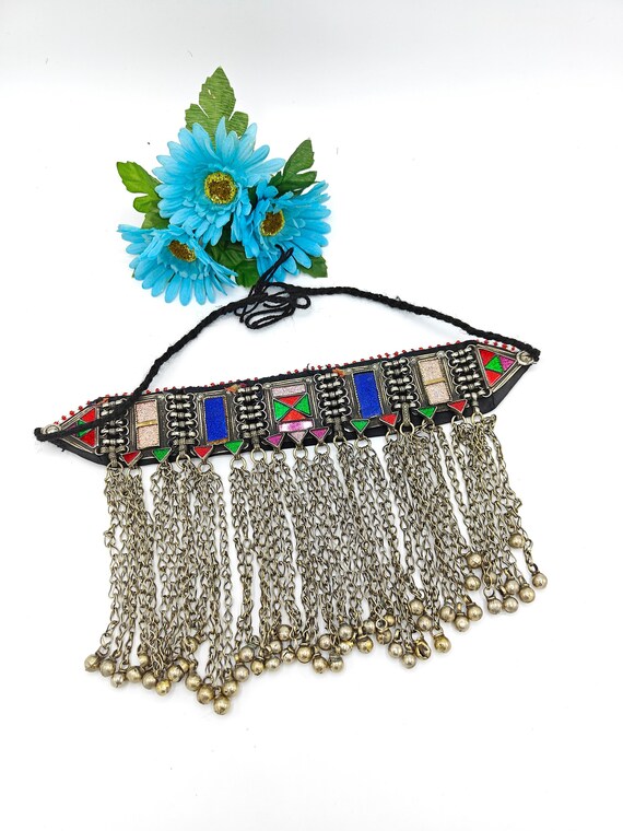 Vintage Kuchi Tribal Necklace, Afghan Jewelry, Tri