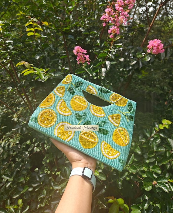 Lemon Beaded Clutch | Citrus Fruit Lime Summer Handbags