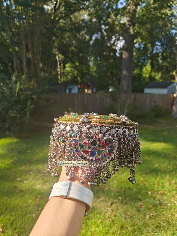 Embroidered Afghan Halima Sultan Cap: Traditional Belly Dance Woman Hat