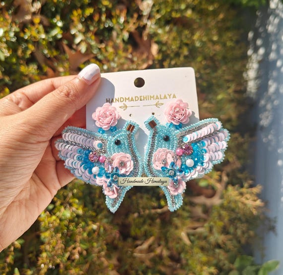 Hummingbird Beaded Earrings | Colorful Bird Statement Summer Spring Earrings