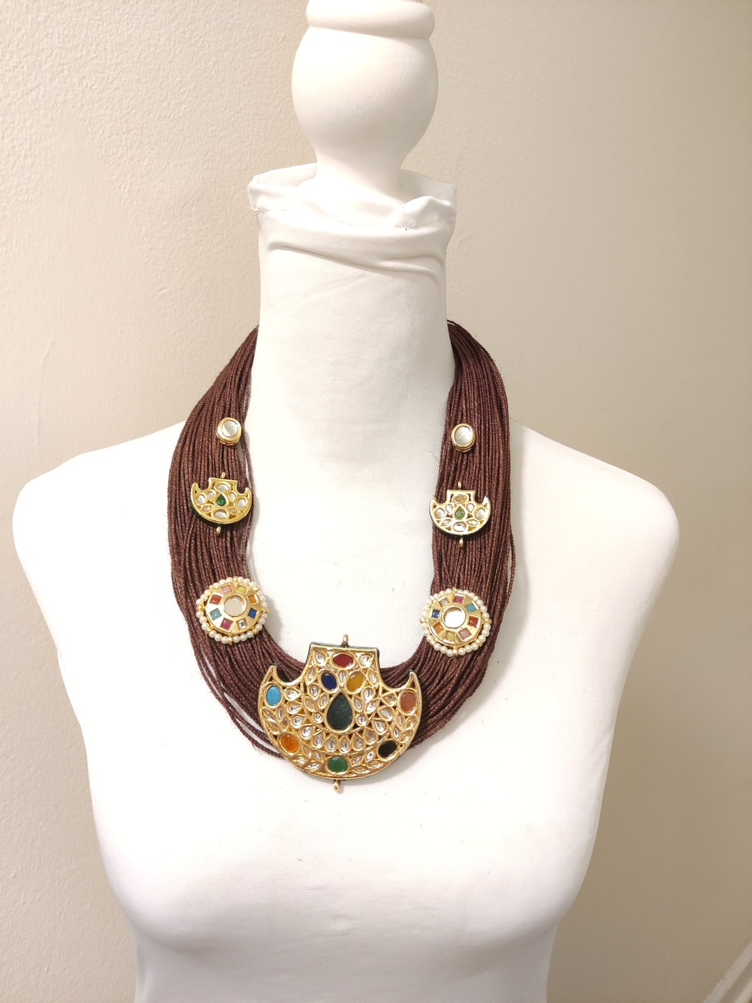 Jute Necklace African Thread Necklace Statement Necklace Etsy