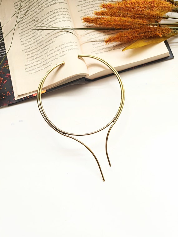 Gold Choker, Brass Choker, Brass Necklace, Open End Choker, Statement Hasli, Tribal Gift, African Collar, Gypsy Gothic, Minimalist Torc