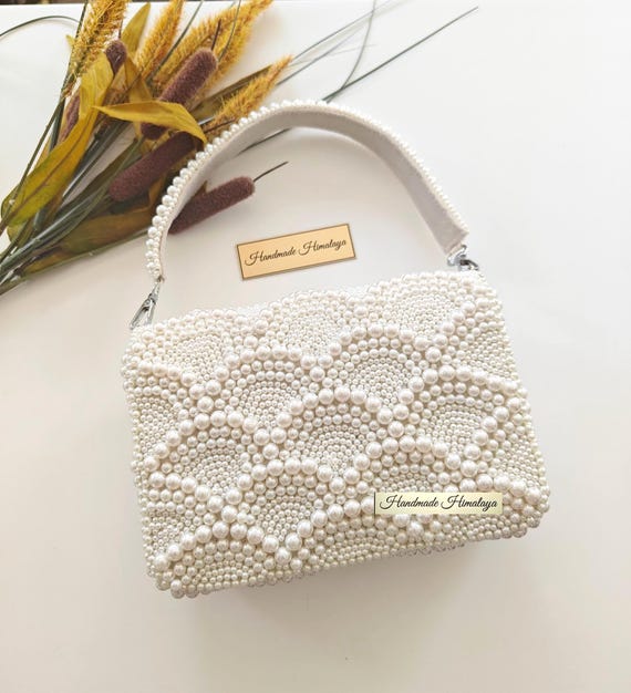 Pearl Beaded Bridal Wedding Clutch | Ivory Wedding Shoulder Bag Bridesmaid Handbag