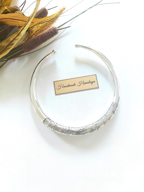 Vintage Silver Brass Torc | Tribal Hasli Choker Necklace
