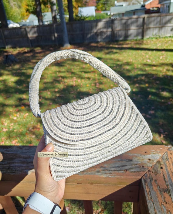 Pearl Bridal Handbag, Ivory Wedding Purse, Beaded Bridal Clutch, White Bride Evening Bag, Pearl Bag, Wedding Accessories Purse