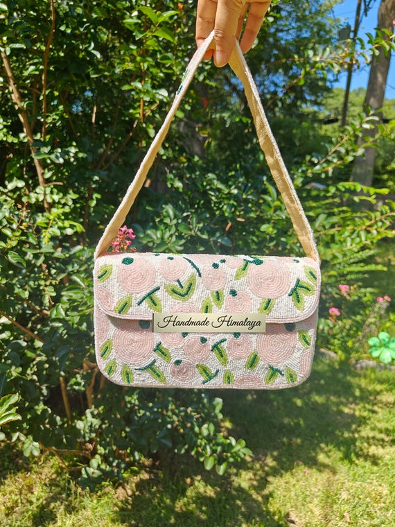 Pink Citrus Beaded Bag | Orange Fruit Wedding Purse
