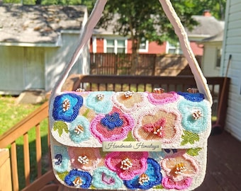 Floral Beaded Bridal Bag | 3D Colorful Wedding Guest Shoulder Purse