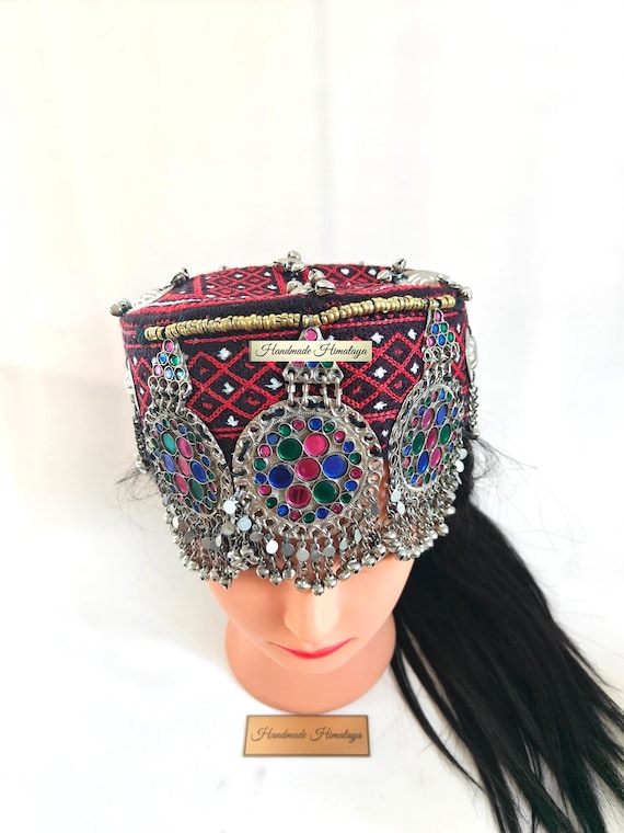 Vintage Afghan Kuchi Headdress | Embroidered Tribal Headpiece