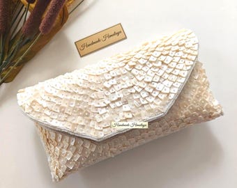 Mother of Pearl Bridal Clutch | Ivory Shell Wedding Purse