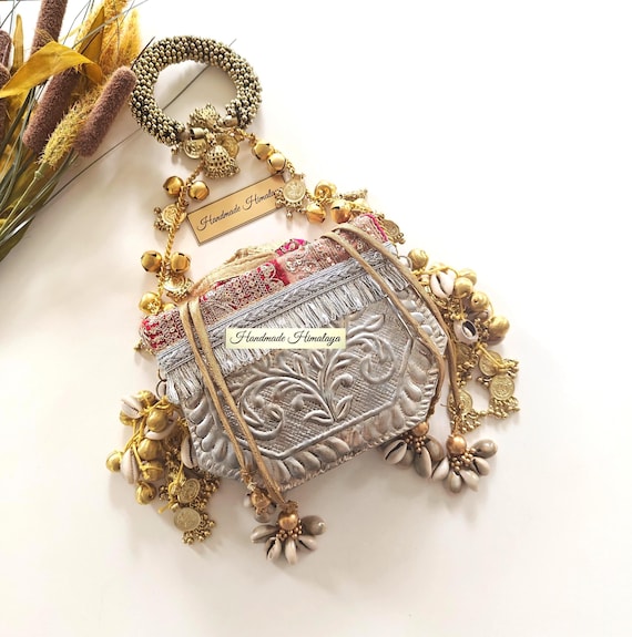 Silver Brass Potli Bag | Indian Bridal Wedding Purse