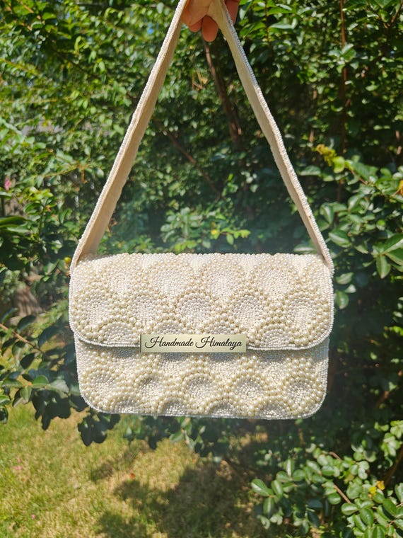 Pearl Bridal Bag | Ivory Scalloped Wedding Shoulder Beaded Purse